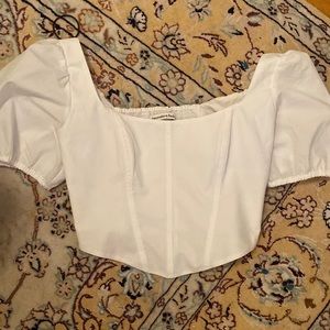 NWOT Puff Sleeve Poplin Corset Top